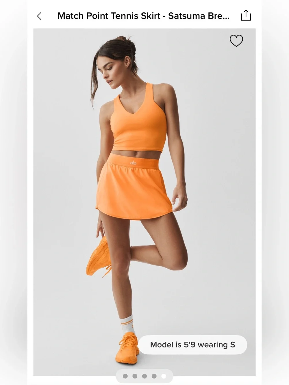 ALO Yoga Satsuma Orange Match Point Tennis Skirt Hot New Color